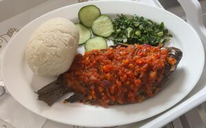 Fry Fish + Ugali with kachumbari