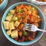 Fried Arrowroot + Fried Plantains + fried  Eggs