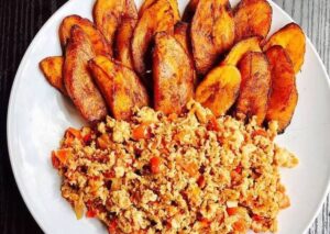 Fried Plantain + Egg sauce
