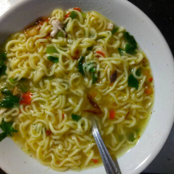 chicken noodle. Chicken noodle is a food that can be found almost all over Indonesia