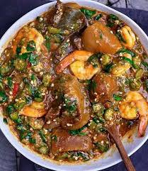 Okra soup with goat meat