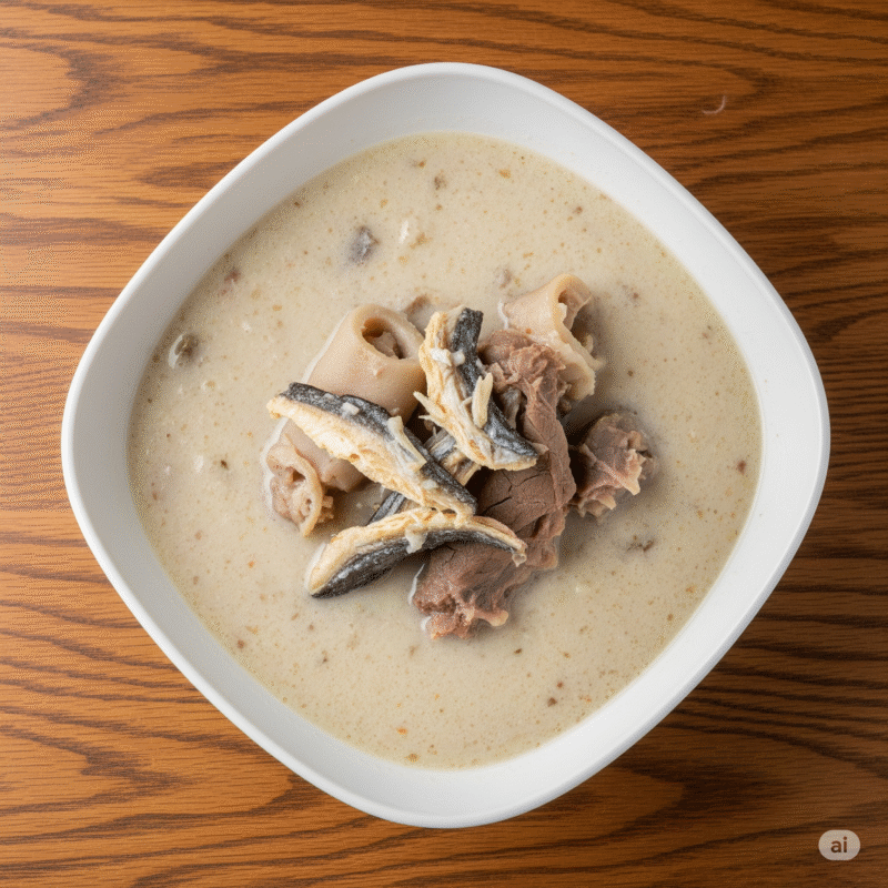 NIGERIAN WHITE SOUP(OFE NSALA) WITH COW LEG AND STOCKFISH